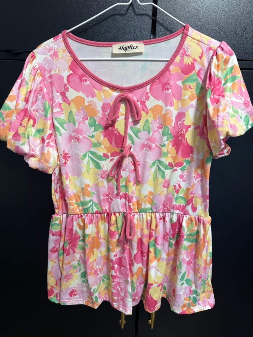 Haptics Floral Peplum Tie-Front Top